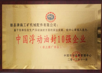 中國浮動油封10強(qiáng)企業(yè)